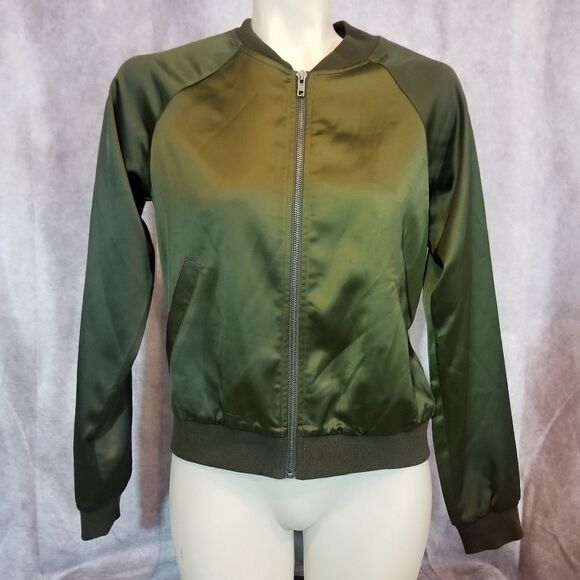 Mural Olive Green Satin Jacket Size Small - Picture 2 of 6
